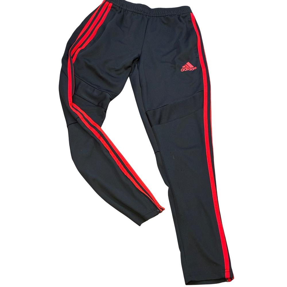 Adidas Tiro Track Pants Black Red Striped Zipper Ankle Joggers Small